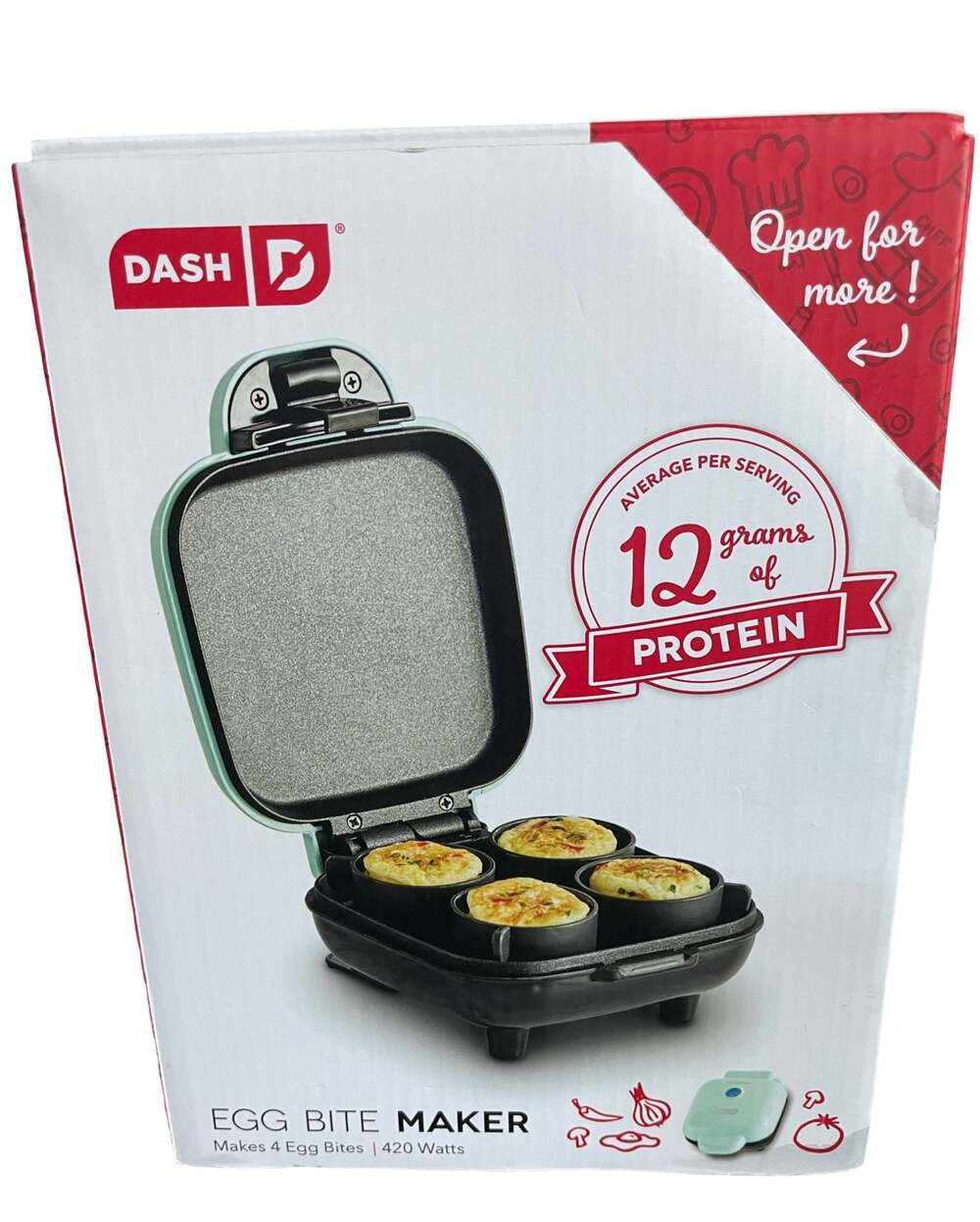 Dash Egg Bite Maker with 4 Silicone Molds, Aqua